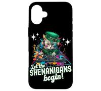 Let The Shenanigans Begin! DJ Cat Music St Patrick’s Humor Carcasa para iPhone 16 Plus