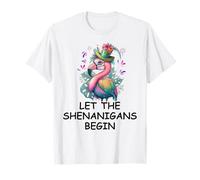 Let The Shenanigans Begin Mardi Gras Flamingo St Patrick's Camiseta
