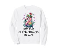 Let The Shenanigans Begin Mardi Gras Flamingo St Patrick's Sudadera