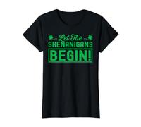 Let The Shenanigans Begin! Saint Patricks Day Camiseta gráfica económica, Mujer, Negro, M