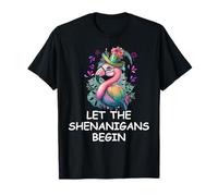 Let The Shenanigans Begin St Patricks Flamingo Mardi Gras Camiseta