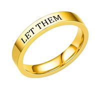 Let Them Anillo - Let Them - Anillo de acero inoxidable grabado para mejores amigas de la hermandad - Anillo de amistad inspirador - Joyería motivadora de la amistad - Regalo cortina de ducha con