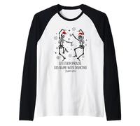 Let Them Praise His Name with Dancing Christmas Psalm 149:3 Camiseta Manga Raglan