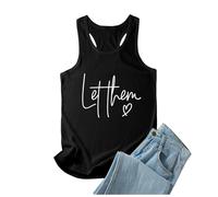 Let Them Self Love - Camiseta sin mangas para mujer, diseño gráfico, sin mangas, cuello redondo, letras, para verano, básica, espalda cruzada, casual, Y2K, primavera, salir 2026, Negro, XL