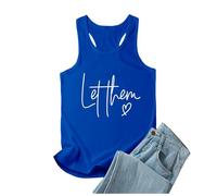 Let Them Self Love - Camiseta sin mangas para mujer, diseño gráfico, sin mangas, cuello redondo, letras, para verano, básica, espalda cruzada, casual, Y2K, primavera, salir 2026, azul, XXL