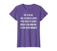 Let Things Flow Voy a Dejar Que Las Cosas Fluyan Español Camiseta, Mujer, Morado Jaspeado, 3XL