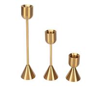 LetCart 3 Pcs Candle Holders Different Heights Gold Candlestick Holders Taper for Home Decoration Holiday Gifts