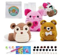 LetCart 3 Piezas Ganchillo Para Principiantes, Kit Ganchillo, Amigurumi Kit de Crochet de Animales para Principiantes con Instrucciones Paso a Paso, DIY Manualidades Set Adulto (Kiki Puppy Scurry)