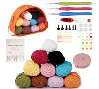 LetCart 36 Piezas Kits De Ganchillo Para Principiantes, Agujas De Ganchillo, Crochet Kit Principiantes Adultos, Ganchillos Grochet Kit Con Bolsa De Almacenamiento Y Accesorios Y Lana (Monocolor)