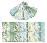 LetCart 40 Piezas 6.5x50cm Diseño de Retales Algodón Telas, Cuadrada Florales Precortados para Costura, Acolchado, Decoración de Bricolaje, Trabajo a Mano, Textil Manualidades (Verde)