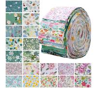 LetCart 40 Piezas De Tela De AlgodóN Patchwork, 100 cm X 6,5 cm Jalea Rollo De Tela De AlgodóN, Telas Patchwork de Algodón Patrón de Flores Telas Decorativas Costura Retales Tela (Estilo 5)