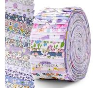 LetCart 40 Piezas De Tela De AlgodóN Patchwork, 100 cm X 6,5 cm Jalea Rollo De Tela De AlgodóN, Telas Patchwork de Algodón Patrón de Flores Telas Decorativas Costura Retales Tela (Estilo 4)