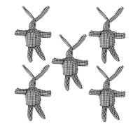 LetCart 5 Stück kleine Kaninchen Stofftiere niedliche Häschen Dekoration süße Tierfiguren für Taschen Dekoration Geschenke 13x8x2cm Polyester Baumwolle (Cuadrícula en blanco y negro)