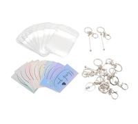 LetCart Beadable Keychain Bar Kit Silver Metal Beaded Keychain Bars Thank You Cards Resealable Pouch Bags Set for Gifts Personalization