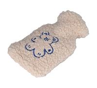 LetCart Bolsa de agua caliente de felpa de 500 ml, forro de PVC antiquemaduras con funda de felpa para el hogar, viajes, oficina, oso albaricoque