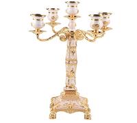 LetCart Candle Holder Candlesticks Candle Stand Luxury Vintage Embossed Rhinestone Elegant Home Decor for Wedding Dinner Table Centerpiece Alloy Gold Color 1610g Christmas Gifts