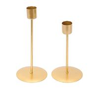 LetCart Candle Holders Set of 2 Metal Vintage Candlesticks Elegant Decorative Taper Candle Holders for Wedding Dining Party Home Decor Iron Material 20.5cm and 16.5cm Height (Gold)