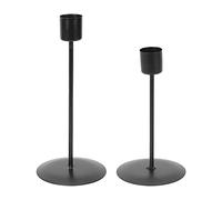 LetCart Candle Holders Set of 2 Metal Vintage Candlesticks Elegant Decorative Taper Candle Holders for Wedding Dining Party Home Decor Iron Material 20.5cm and 16.5cm Height (Black)