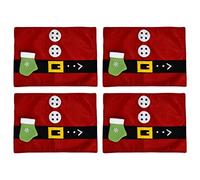 LetCart Christmas Table Placemats Set Of 4 Non Slip Heat Resistant Dining Room Table Mats For Holiday Decorations Family Gatherings Restaurants Hotels Non Woven Fabric Red Green