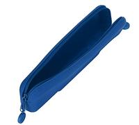 LetCart Estuche de silicona con cremallera para lápices, mini bolsa de silicona para bolígrafos, bolsa de viaje con cremallera para suministros de cosméticos, azul, bolsa de almacenamiento de silicona