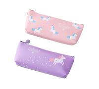 LetCart Estuche de unicornio, Kawaii, material escolar, bolsa de cosméticos de poliuretano, bolsa con cremallera, 20 x 8 cm (verde), beige, A