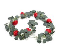 LetCart Fake Garland Artificial Silk Flower Vines Lifelike Romantic Flexible Adjustable Rose Garland for Wedding Party Garden Decoration Plastic Iron Wire 185cm 1 Pc Christmas Gifts