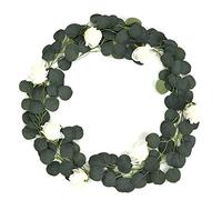 LetCart Fake Garland Artificial Silk Hanging Vivid Multifunctional Flower Vines Real Look Flowers for Wedding Party Garden Decor Plastic Iron Wire 185cm Christmas Gifts (White)