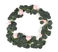 LetCart Fake Garland Artificial Silk Hanging Vivid Multifunctional Flower Vines Real Look Flowers for Wedding Party Garden Decor Plastic Iron Wire 185cm Christmas Gifts (Roseate)