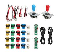 LetCart Game Rocker Fighting Game Joystick USB Light Button Controller with Burst Keys for Linux Android Gaming Blue Red Double Players Set Christmas Gifts