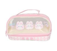 LetCart Kawaii - Estuche para lápices con diseño de conejo de doble capa, impermeable, transparente, con asa, gran capacidad, bolsa de cosméticos rosa Kawaii para niños, multicolor, 60_x_180_cm