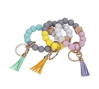 LetCart Keychain Armband 3 Stück Silikonperlen Metall Schlüsselring Quasten Stil Perlen Wickelarmband für Handtasche Ausflug (Tipo 1)