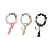 LetCart Keychain Armband 3 Stück Silikonperlen Metall Schlüsselring Quasten Stil Perlen Wickelarmband für Handtasche Ausflug (10 unidades)