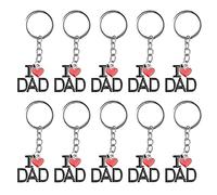 LetCart Keychain Pendant Heart Shape Alloy Material Family Birthday Present Key Ring Decoration 10Pcs Set for Mothers Day Fathers Day Parents Gift (DAD)