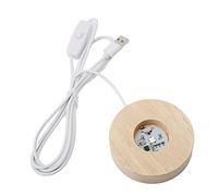 LetCart LED Light Base USB Powered Oak Wood Round Display Lamp Elegant Glowing Decorative Stand for Home Decor Art Glass Jewelry 8cm Diameter 2cm Thickness 5V Christmas Gifts (Colorful base)