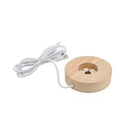 LetCart LED Light Base USB Powered Oak Wood Round Display Lamp Elegant Glowing Decorative Stand for Home Decor Art Glass Jewelry 8cm Diameter 2cm Thickness 5V Christmas Gifts (warm light base)