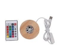 LetCart LED Light Base Wooden Display Stand Elegant Sturdy Durable Remote Control Colorful Lights for Crystal Art Glass Jewelry 3D Statues 8cm Diameter Oak Wood USB Powered