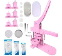 LetCart Máquina de Fabricante de Botones de 25/32/58 mm, Máquina para Hacer Botones con 300 Juegos de Botones, para Crear Insignias, Pines Personalizados, Llaveros, Chapas (Rosa)