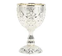 LetCart Metal Embossed Wine Cup Vintage Flower Pattern Exquisite Details Elegant Zinc Alloy Drinking Cup for Home Decor Gifts 10.3 x 6.3cm (Silver)