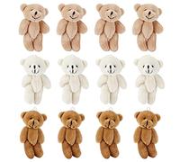 LetCart Mini Stuffed Bears Small Plush Doll Bears Mini Doll Bear Soft Cute Teddy Plush Toy for Wedding Birthday Decorations Key Pendants Gifts PP Cotton Artificial Velvet 12 Pcs Multicolor