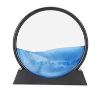 LetCart Moving Sand Art Picture 12 Inch Rotatable 3D Liquid Motion Deep Sea Sandscape Quicksand Painting Decor Round 360 Degree Transparent Glass ABS Frame for Living Room Office (Blue)