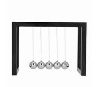LetCart Pendulum Ball Physics Science Toy Solid Metal Ball with Sturdy Plastic Frame Educational Desk Ornament for Home Office Decor White Black 16x11.6x8.7cm (Black)