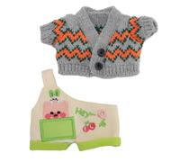 LetCart Plushie Doll Clothes Piggy Pattern Soft Comfortable Outfit Coat Pants Set For 20cm Plush Dolls Cotton Fabric Material Top And Pants (Gray Orange)