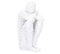 LetCart Resin Abstract Thinker Figurines Statue Delicate Exquisite Home Office Decoration Gift Handcrafted Sculpture for Living Room Desk Shelf 11.8 x 6.4 x 4.4cm Christmas Gifts (White)