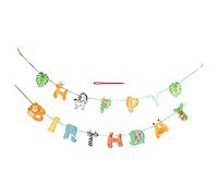 LetCart Safari Happy Birthday Banner Jungle Themed Party Decorations Bright Colour Natural Wood Pulp Reusable Wildlife Theme Party Supplies for Kids Adults Indoor Outdoor 13 Animal Cards