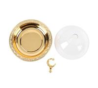 LetCart Snack Serving Tray European Elegant Style Pure Color Carving Gold Plating Round Shape Decorative Serving Platter with Cover for Family Gatherings Parties Events Acrylic Zinc Alloy