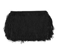 LetCart Table Cloths Long HandCut Soft Charming Tassel Table Cloths for Home Festival Party Decoration DIY Craft Polyester 15cm Width 10m Length Christmas Gifts (Black)