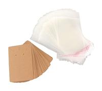LetCart Tarjetas de exhibición de pendientes, 100 juegos, diseño de agujeros para colgar, tarjetas de exhibición de joyas de papel kraft, bolsa transparente para envolver regalos