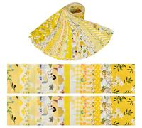 LetCart Tejido de sarga de algodón con estampado de flores, 20 tiras de tela precortadas para manualidades, costura, ropa de muñecas, decoración de cojines, 6,2 x 50 cm, 2 rollos por diseño, 40 rollos