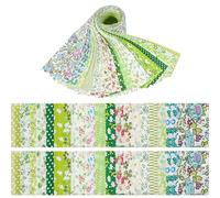 LetCart Tejido de sarga de algodón con estampado de flores, 20 tiras de tela precortadas para manualidades, costura, ropa de muñecas, decoración de almohadas, 6,2 x 50 cm, 2 rollos por diseño, 40