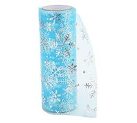 LetCart Tulle Rolls Glitter Shiny Soft Blue Printed Polyester Fabric Ribbon for Wedding Party Decoration Gift Packaging 10 Yards 14.5cm Wide Christmas Gifts